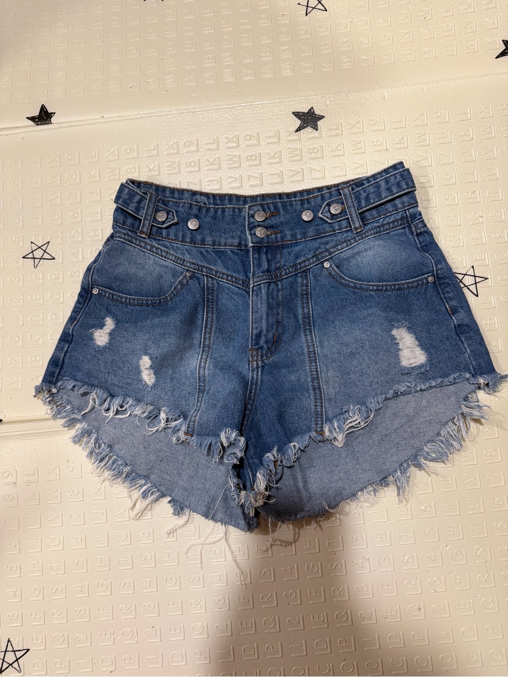 Society Raw-Hem Distressed Denim Shorts - Medium Blue